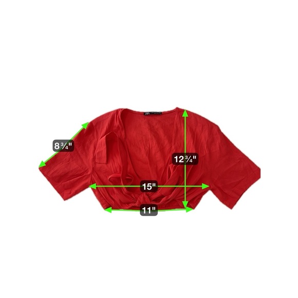 ZARA Red Linen Wrap Crop Top | Size M - Picture 10 of 10